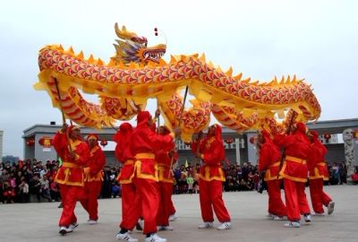深圳舞龙运动会开幕-开场锣鼓舞狮做气氛演出